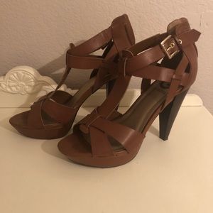 Brown strappy heels